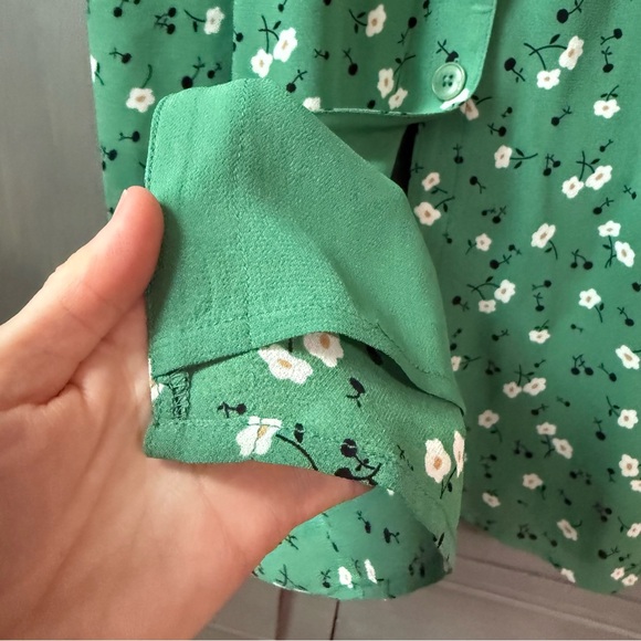 Reformation Sheila Midi Dress Green Floral Print Button Front Size 10 - Picture 5 of 6